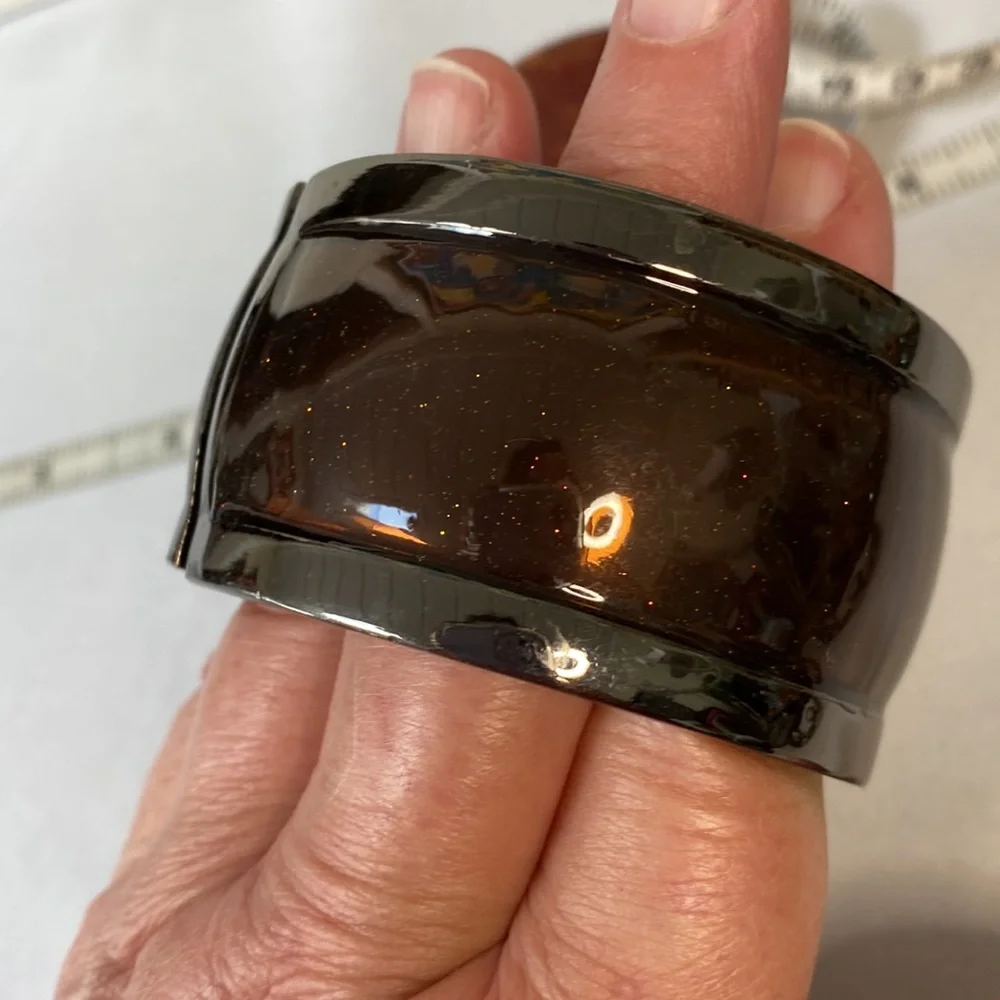 Large sparkly copper tone clamper bracelet